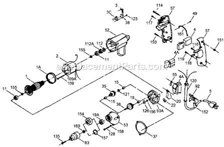 Page A Diagram and Parts List for 619 Type 5 Porter Cable Electric Drill
